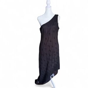 Y2K Whimsigoth Fairycore Black Dress Sheer Sparkly Asymmetrical size 13/14